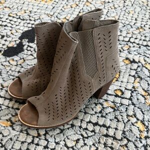 TOMS Brown Peep-Toe Ankle Boots